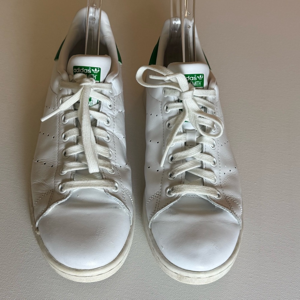 Adidas‎ Stan Smith White Green Leather Sneakers Classic Tennis Shoes 9 - Picture 3 of 10